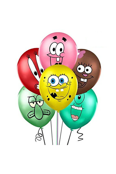 Potdemiel مجموعة مكونة من 12 قطعة من بالونات اللاتكس الجديدة من سبونج بوب مقاس 12 بوصة لحفلات استقبال الطفل وأعياد ميلاده وديكورات الحفلات