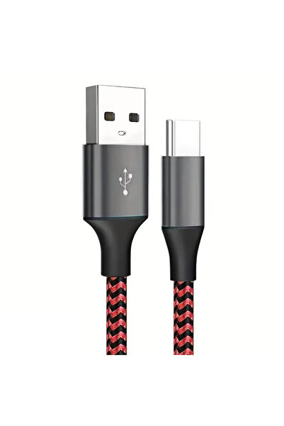 Choice كابل USB A إلى Type C مضفر من النايلون بطول 2 متر، قطعة واحدة باللون الأحمر، كابل USB A إلى Type C سريع الشحن، مناسب للشحن من النوع C