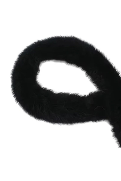 Choice وشاح من فرو الأرانب الصناعي أسود اللون بطول 100 سم، شريط فروي، شريط تق...