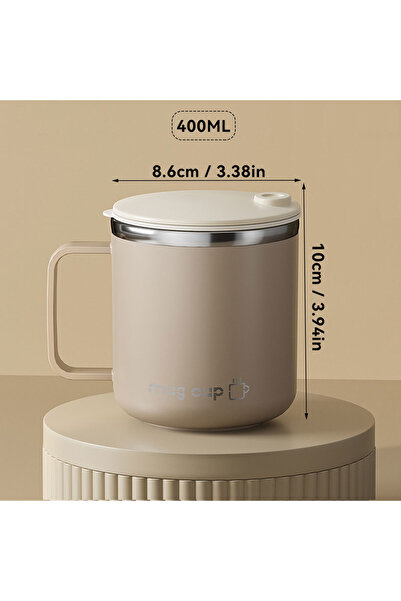 WORTHBUY كوب قهوة بني معزول مزدوج الجدار، كوب شرب محمول من الفولاذ المقاوم للصدأ 304، مقاوم للتسرب