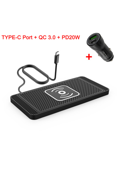 Choice شاحن سيارة لاسلكي من النوع C QC3.0 مع وسادة سيليكون غير قابلة للانزلاق...