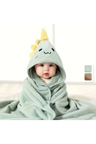 Choice 80x80cm Green Dinosaur Coral Velvet Kidsren's Cape Bath Towel Newborn Bath Wrap Bath Towel Cute Cart