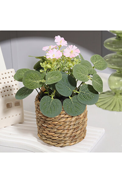 Choice زهرة شيا الوردية، نباتات صناعية خضراء، زهور الكينا، نباتات صغيرة منسوج...