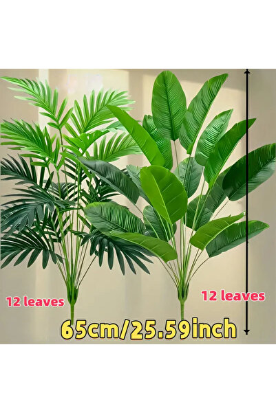 Choice 2pcs 2Pcs Outdoor Artificial Green Plants with 24 Leaves Nordic-style Banana Leaf Palm Trees Designe