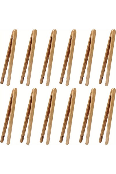 Choice ملقط خيزران عالي الجودة من 12 قطعة، مقاس 7 بوصات - قوي ومتين لتقديم الخبز المحمص والجبن والفواكه،