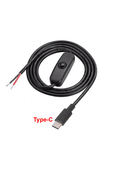Choice 2.2M 7.2FT Type C to 2 Pin 1m/2m USB Type-C Pigtail Cable Extension Power Cable with On/Off Switch U