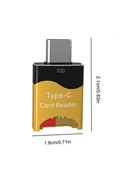 Choice قارئ بطاقات من النوع C باللون الذهبي وقارئ بطاقات Micro-SD صغير من سبا...
