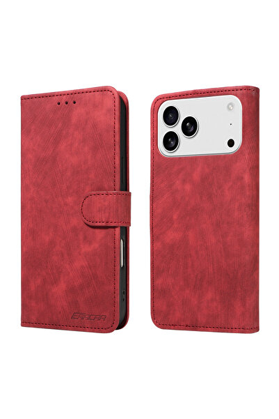 Choice جراب هاتف جلدي أحمر من مادة TPU لهاتف iPhone 14 Pro وIphone17Air و16 P...