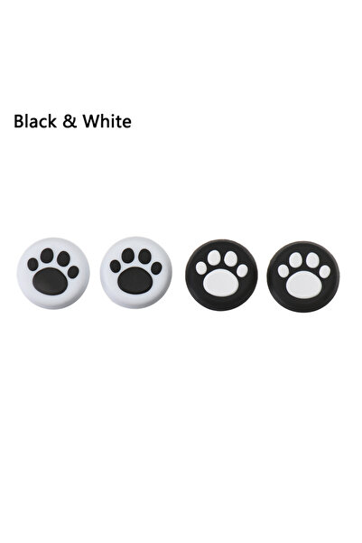 Choice 4 قطع من مقابض إبهام السيليكون التناظرية باللونين الأبيض والأسود لجهاز تحكم سوني بلاي ستيشن 5 وبلايستيشن 4 و3 وبرو سليم