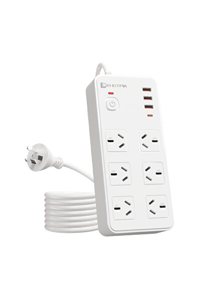 Choice AU-B06-1.8W 2500W Australia AU Plug AC Power Strip Multitap 1.8m Extension Cord Socket With USB Type