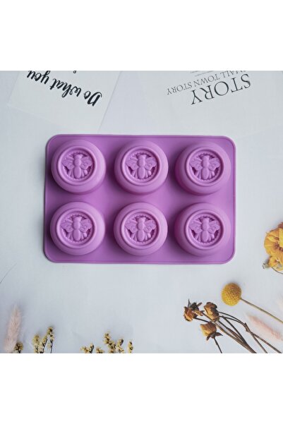 Choice قوالب صابون سيليكون دائرية بنقشة نحل من بويبل بستة فتحات، مصنوعة يدويً...