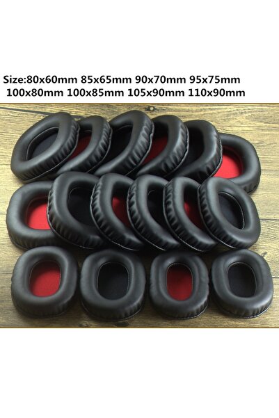 Choice وسائد أذن بيضاوية ناعمة من الإسفنج مقاس 100 × 80 مم، شبكة حمراء، وسائد أذن مبطنة للعديد من سماعات الأذن الكبيرة الأخرى