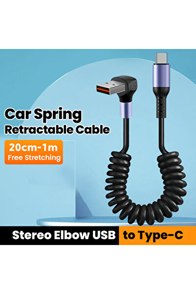 Choice كابل USB إلى Type C بطول 0.2 متر - 1 متر بزاوية 90 درجة من USB Type C ...