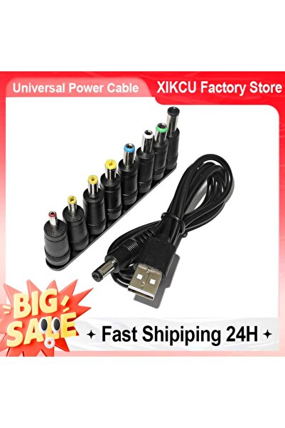 Choice كابل طاقة عالمي USB إلى DC 5.5 * 2.1 مم جاك 5 فولت سلك شحن مع 8 موصلات قابلة للاختيار