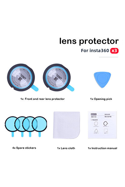 Choice مجموعة واحدة من واقيات العدسات الواقية لكاميرا Insta360 X3 وغطاء واقي ...