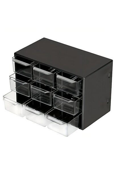Choice منظم أدراج سطح المكتب متعدد الشبكات مقاوم للغبار باللون الأسود - صندوق تخزين محمول للمجوهرات ومستحضرات التجميل