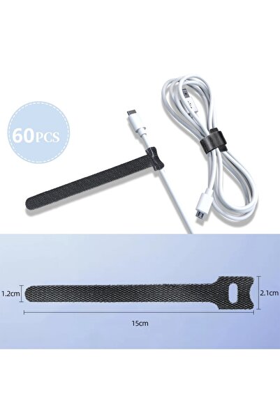 Choice أسود 60 قطعة 5/10/20/30/60 قطعة أربطة كابلات قابلة لإعادة الاستخدام وأ...