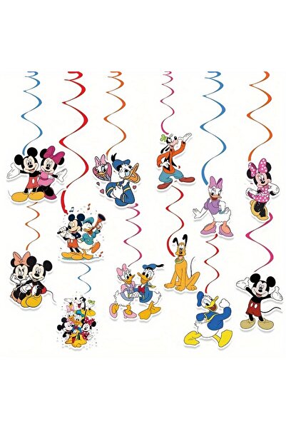 Miniso Z0238 12PCS Mickey Mouse Birthday Party Character Spiral Pendant Decoration Supplies For Mickey Birt
