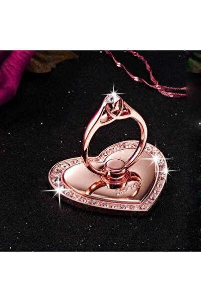 Choice حامل هاتف محمول من الذهب الوردي على شكل قلب من الألماس، حامل حلقة هاتف...