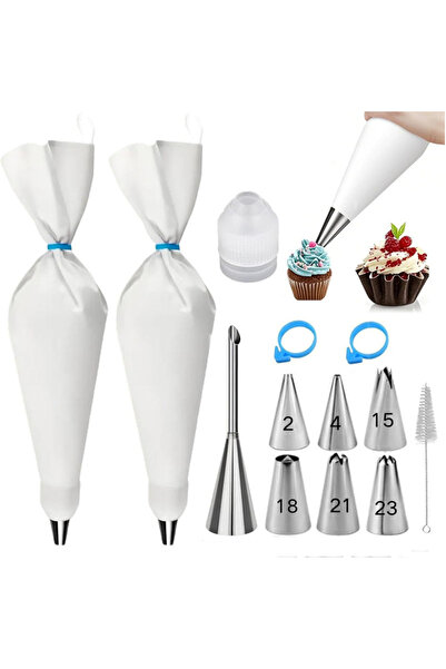 Choice BD-13PCS 13-Piece Cake Decorating Set-7 Piping Tips, 2 Reusable Cloth Waterproof Bags & Tools for Bu