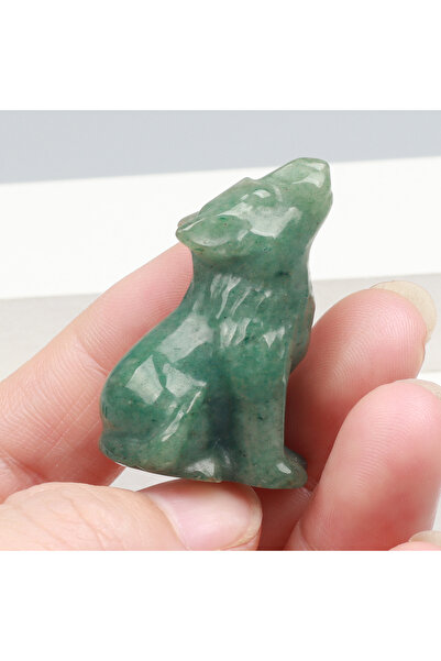 Choice أفينتورين أحجار طاقة بلورية متنوعة منحوتة على شكل ذئب من الكوارتز الور...