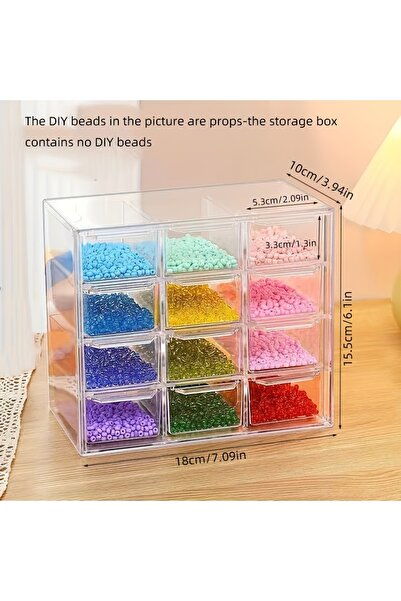 Choice 12-cell storage box DIY Handmade Bead Storage Box Drawer Style Dust proof Desktop Handmade Bead Stor