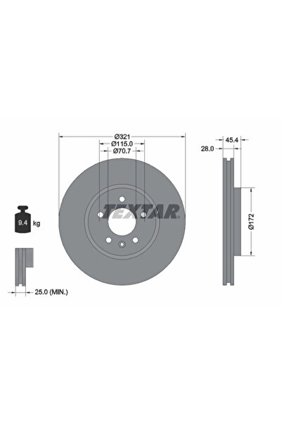 TEXTAR Disc frana Holden Calais/Commodore Opel Insignia B Country Tourer/Insi...