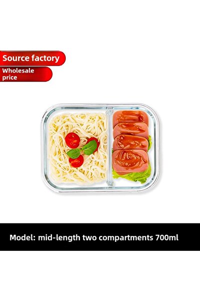 Choice Y81 700T Blue Glass Lunch Box Sealed Fresh-Keeping Box with Lid Portab...