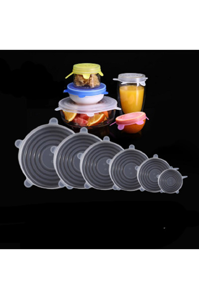 Choice Transparent color 6Pcs Silicone Stretch Lids, Food Bowl Covers, Reusable Food Saving Covers, Retract