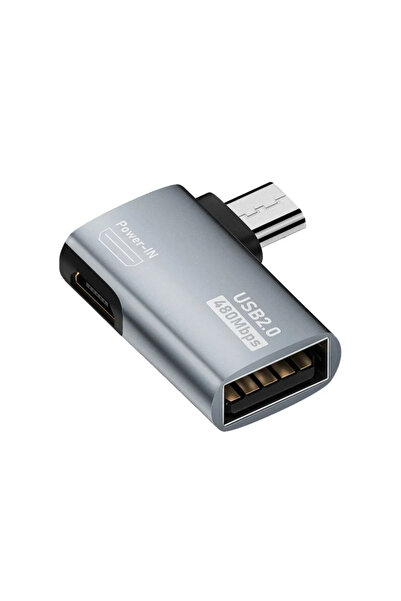 Choice 1 قطعة محول مايكرو يو إس بي ذكر إلى يو إس بي أنثى بزاوية يمين ويسار - OTG مع وظيفة إمداد الطاقة،