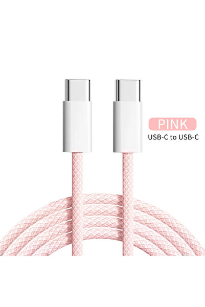 Choice كابل شحن سريع PD 60 واط USB-C إلى Type C بطول 1 متر باللون الوردي لأجهزة iPhone 15 16 Pro لهواتف Huawei وXiaomi وSamsung