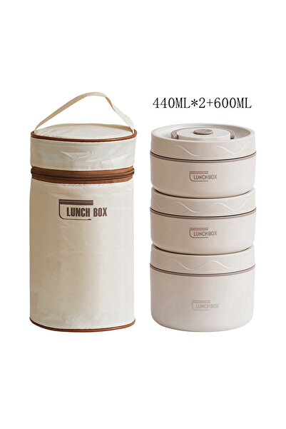 Choice 3pcs white 304 Stainless Steel Insulated Lunch Box with Storage Bag Po...