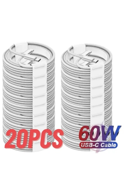 Choice 1 متر 20 قطعة 20 قطعة PD 60 واط ل iPhone 16 15 Pro Max iPad USB-C إلى USB C كابل شاحن سريع لـ Xiaomi Sam