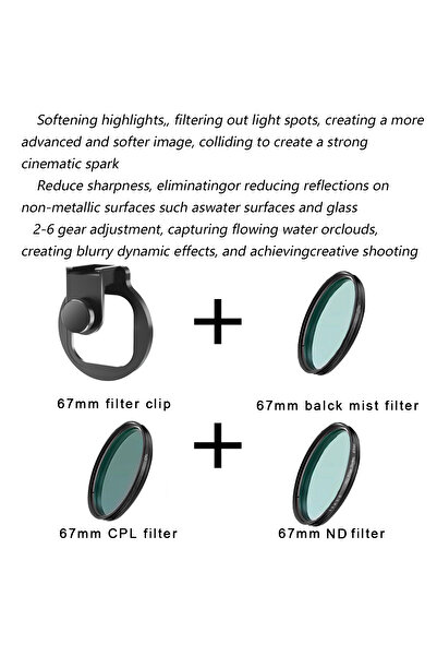 Choice6 مجموعة فلتر هاتف معدني Clip-ND-Black-CPL مقاس 67 مم مع حامل حذاء بارد...