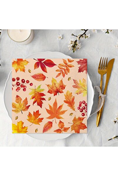 Choice1 2bag maple leaf 20pcs/Bag Autumn Pumpkin Maple Leaf Print Napkins 6.5...