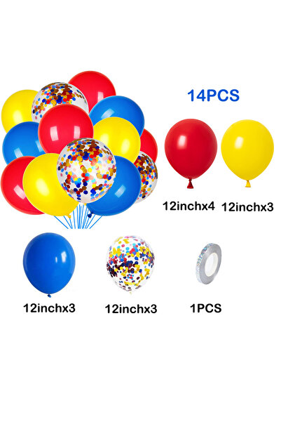 Choice كما في الصورة رقم 1 مجموعة بالونات كونفيتي حمراء صفراء زرقاء كرنفال سي...