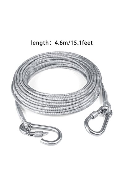 Choice 4.6m Dog Tie Out Cable Under 250LBS | Steel Wire Leash with Rotatable Buckle | Outdoor Camping Backy
