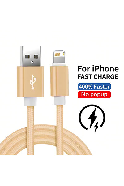 Choice كابل شحن USB ذهبي بطول 1 متر لهاتف iPhone 11 12 mini 13 14 Pro Max X X...