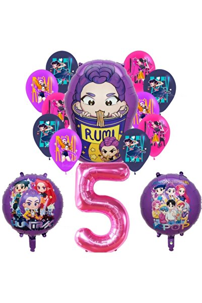 Disney As picture Other Balloon Set -5-14pcs 14pcs Demon Hunters Balloons Set Music Girl Number Aluminum Fo