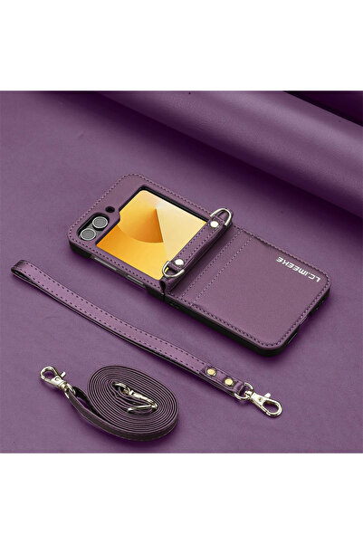 Choice جراب هاتف Galaxy Z Flip5 بنفسجي اللون مع محفظة كروس بودي لهاتف Z Flip ...