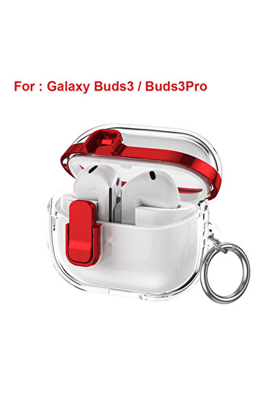 Choice Red Transparent Secure Lock Earphone Cover For Buds 3 / Buds 3 Pro Cas...