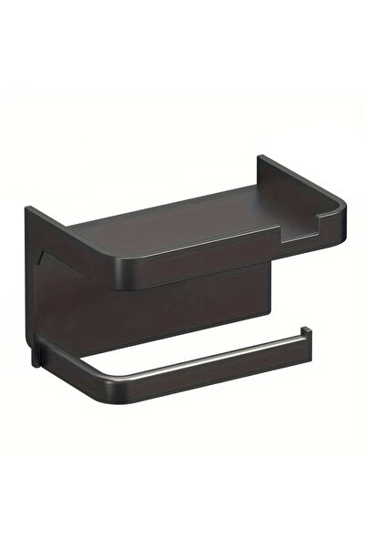 Choice حامل ورق تواليت أسود قطعة واحدة - رف تخزين مثقب مثبت على الحائط موفر ل...