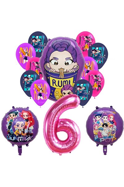 Disney As picture Other Balloon Set -6-14pcs 14pcs Demon Hunters Balloons Set Music Girl Number Aluminum Fo