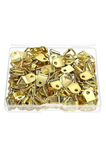 Choice 100Sets Golden 100 Sets Picture Hangers with Screws Small Triangle Ring Light Duty D Rings for Clock