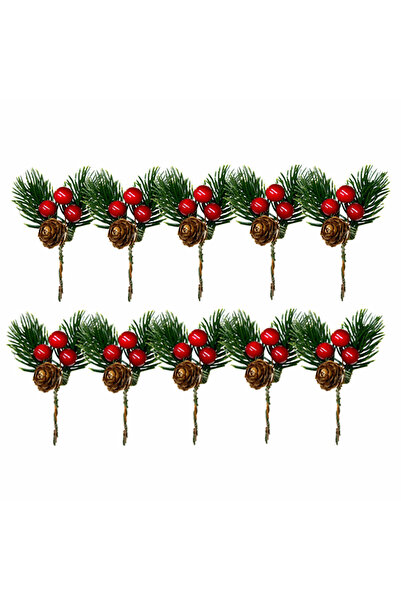 Choice 10 قطع من مخروط الصنوبر الاصطناعي لعيد الميلاد، أعواد التوت الأحمر، مخ...