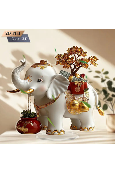 Choice A Golden Elephant Statue - Cartoon style, symbol of auspiciousness and wealth, elephant decoration,.