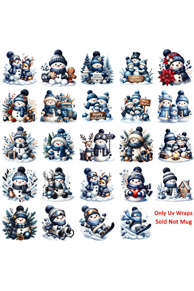 Choice MULTI 4pcs Christmas Blue Snowman DIY UV DTF Transfer Sticker Tumbler ...