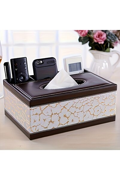 Choice غطاء أنيق من الجلد الصناعي لعلبة المناديل مع حامل جهاز التحكم عن بعد ب...