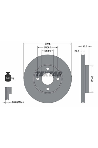Krieger Спирачен диск Ford Fiesta 4/Fiesta 5/Fiesta Sedan Mazda 121 3