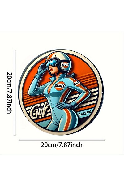 HELLOYOUNG لافتة جدارية معدنية عتيقة بتصميم سباق الخليج مقاس 20×20 سم TYA1427...